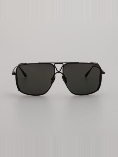 LINDA FARROW ENZO AVIATOR SUNGLASSES IN MATT NICKEL AND GREY