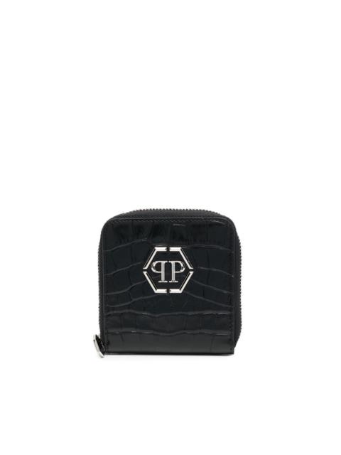 PHILIPP PLEIN mini crocodile-embossed leather wallet