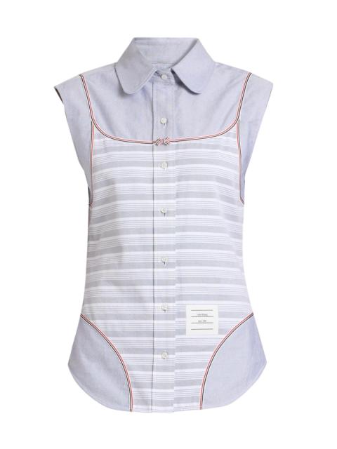 Thom Browne Women's Trompe L'il-Print Cotton Shirt - Navy