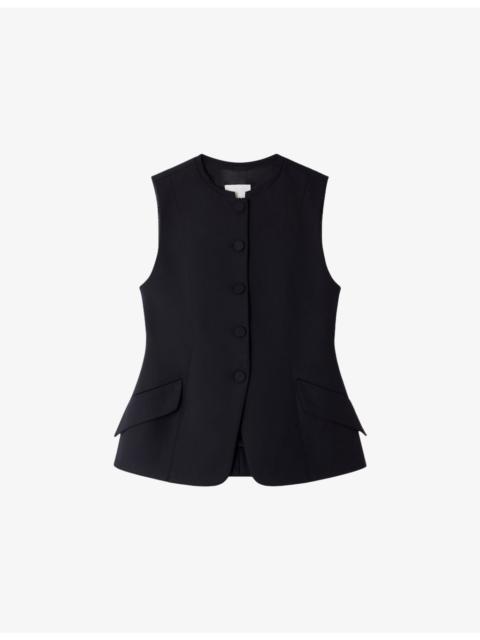 Sandro Peplum-Hem Slim-Fit Stretch Cotton-Blend Waistcoat