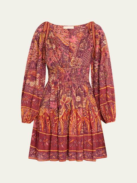 ULLA JOHNSON Anika V-Neck Long-Sleeve Mini Dress