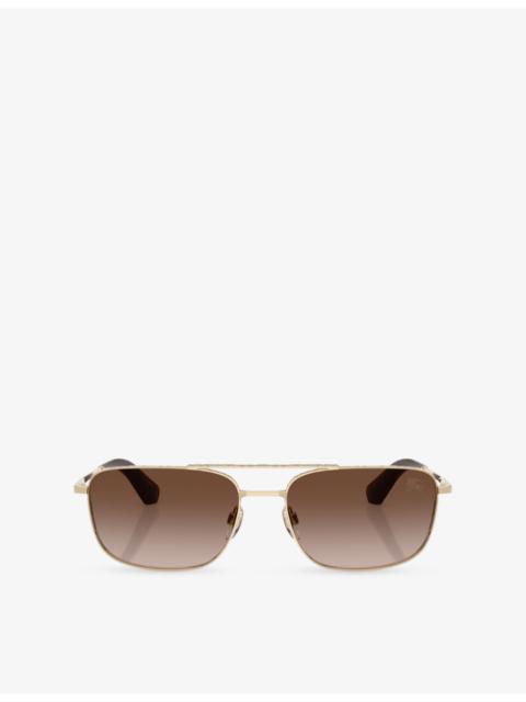Burberry BE3170 Rectangular-Frame Metal Sunglasses