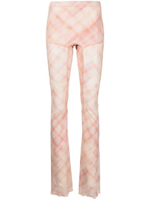 KNWLS check-print semi-sheer trousers