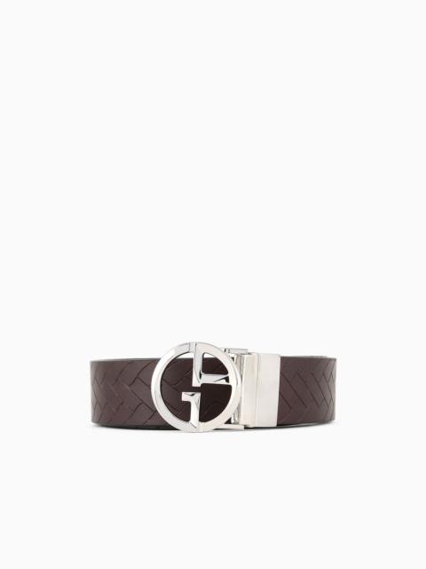 GIORGIO ARMANI Belt in weave-print leather