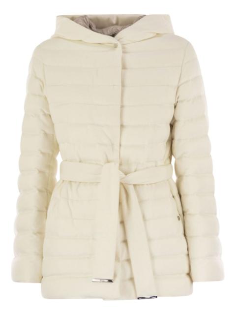 Herno belted hooded puffer jacket