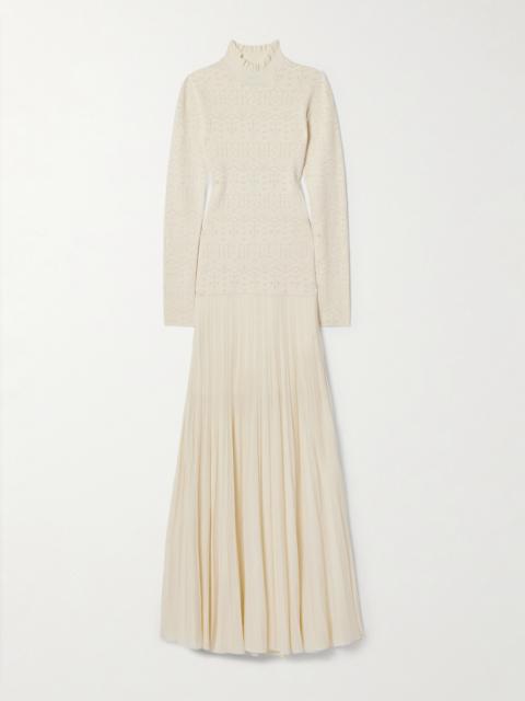 Isabel Marant Gisole Paneled Pointelle-knit Turtleneck Maxi Dress