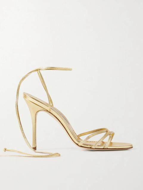Manolo Blahnik Leva 105 Metallic Leather Sandals