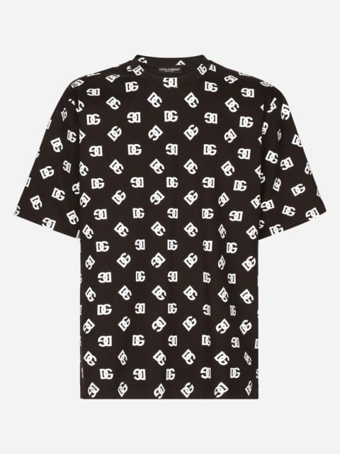 Cotton T-shirt with all-over DG logo print