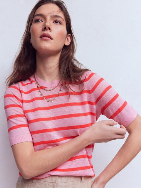 BODEN Agnes Linen T-Shirt-Sunkissed Coral / Formica Pink