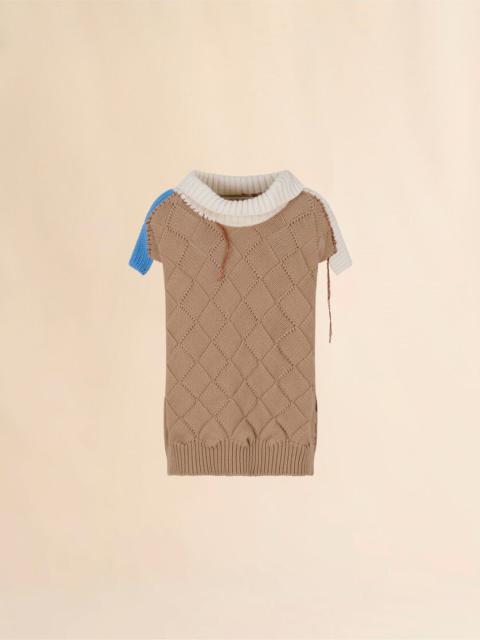 Marni BROWN WOOL AND COTTON SWEATER IN MIXED KNITS