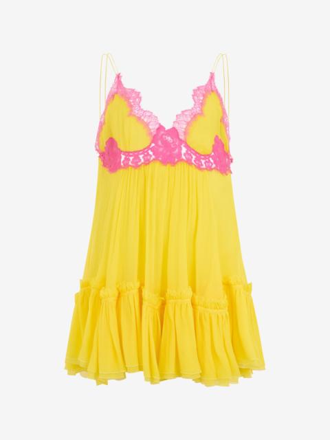 Roberto Cavalli Chiffon Dress with Lace Detail