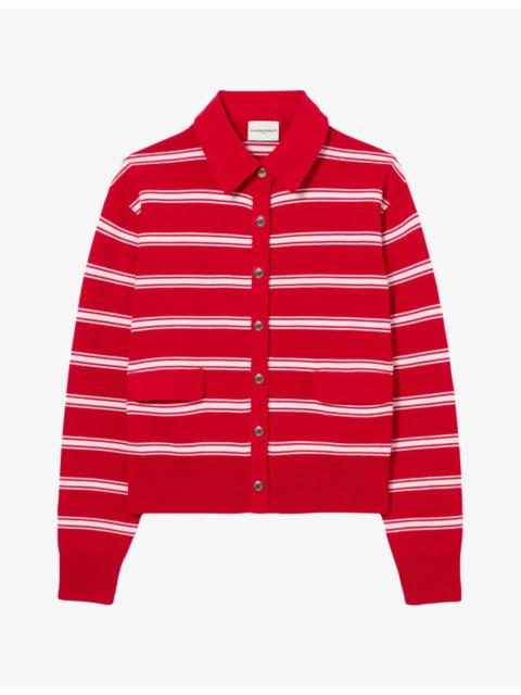 Claudie Pierlot Relaxed-Fit Striped Wool-Blend Cardigan