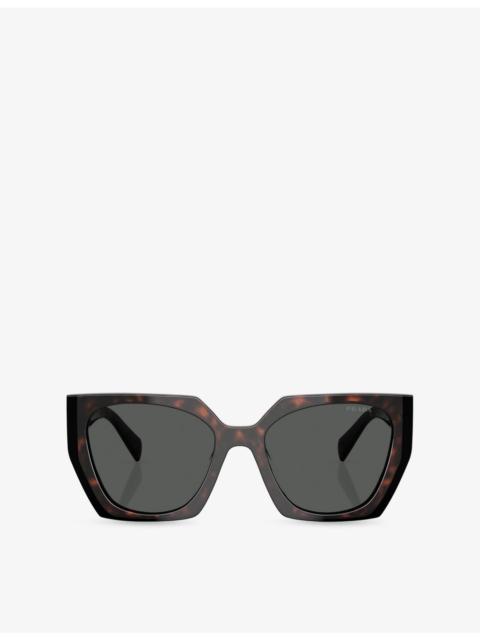 Prada PR 15WS Rectangle-Frame Tortoiseshell Acetate Sunglasses