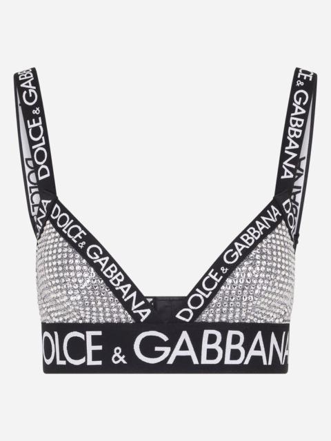 Dolce & Gabbana Crystal mesh triangle bra