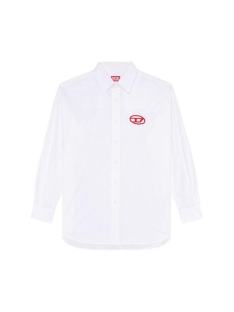 Diesel logo-embroidered organic-cotton shirt