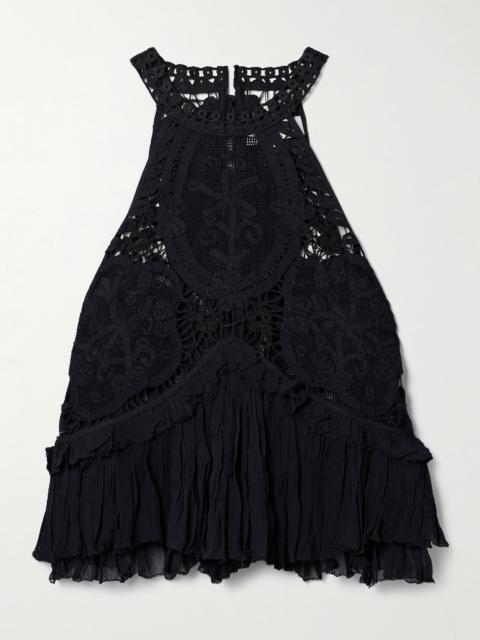 Sea Bente Ruffled Cotton Crepon-trimmed Lace Tank