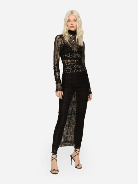 Lace calf-length dress