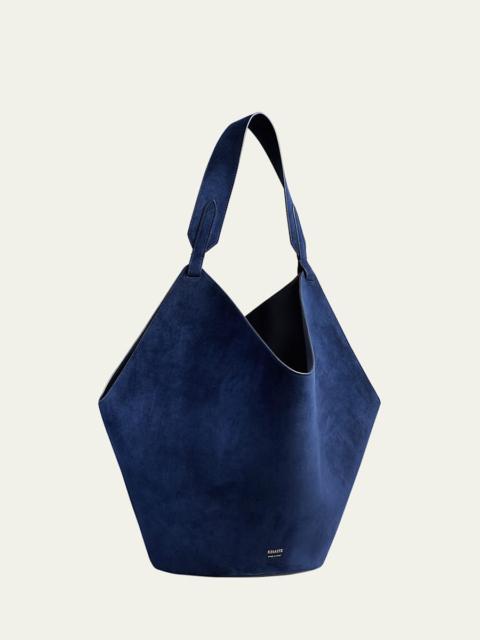 KHAITE Lotus Medium Calfskin Suede Tote Bag
