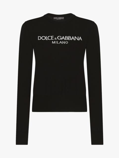 Wool sweater with Dolce&Gabbana logo inlay