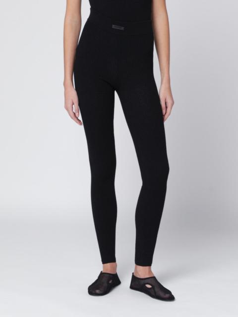 ESSENTIALS Black leggings in stretch Waffle fabric