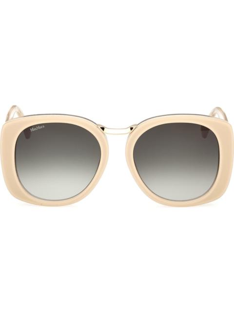 Max Mara 55mm Round Sunglasses in Ivory /Gradient Green at Nordstrom