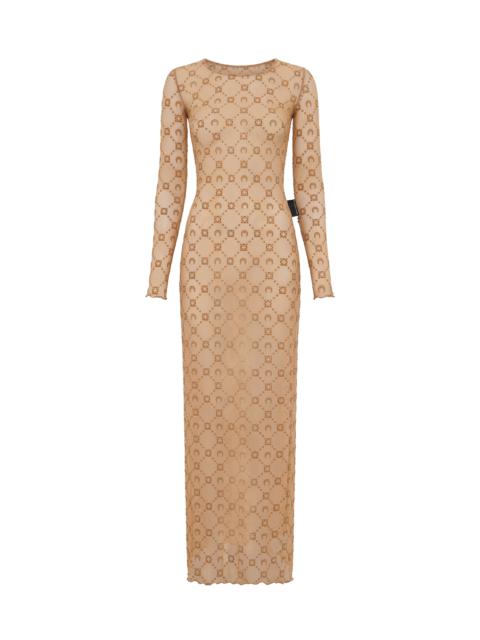 Marine Serre Moonogram Mesh Flock Long Dress