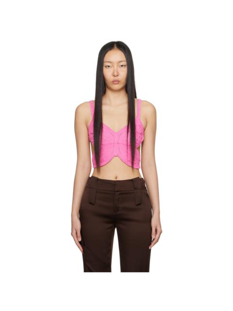 Blumarine Pink Butterfly Tank Top