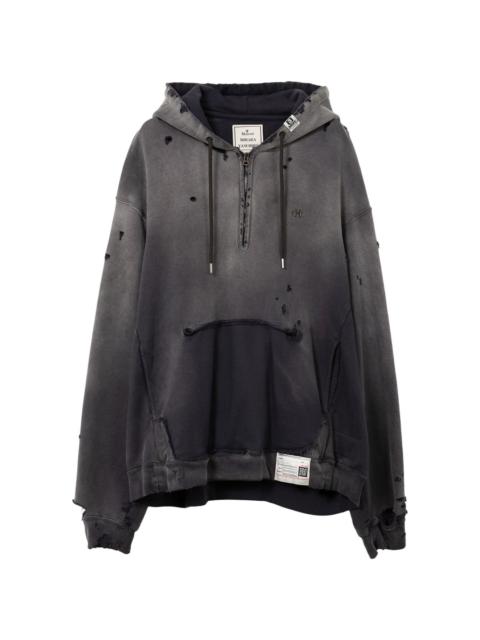 distressed-effect hoodie