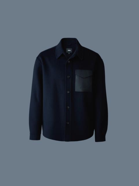 MACKAGE EMMANUEL Double-face wool overshirt with leather patch pocket