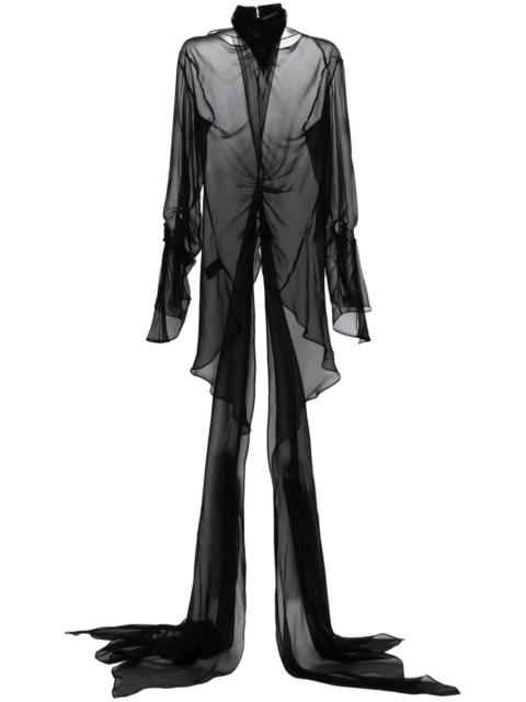 MUGLER draped silk top