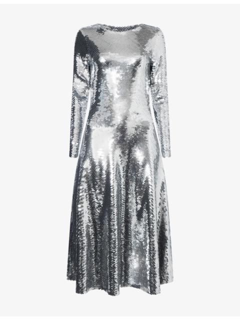 Bottega Veneta Sequin Flared Woven Midi Dress