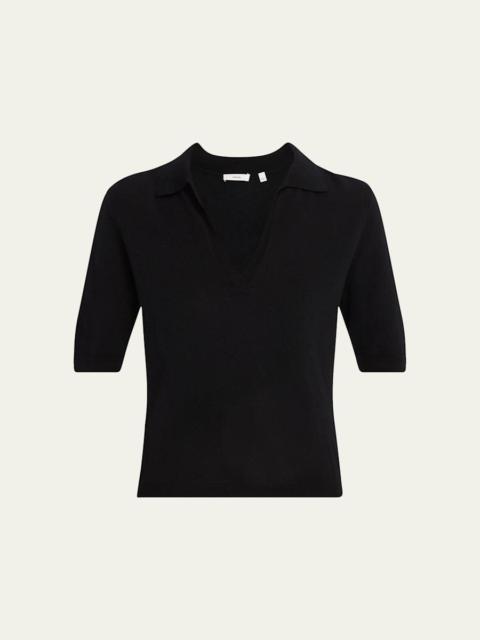 Vince Mulberry Silk and Cashmere Polo Top