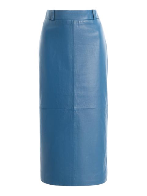 The Frankie Shop Taney Leather Midi Skirt blue