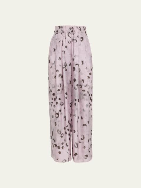 GIORGIO ARMANI Printed Silk Wide-Leg Pants