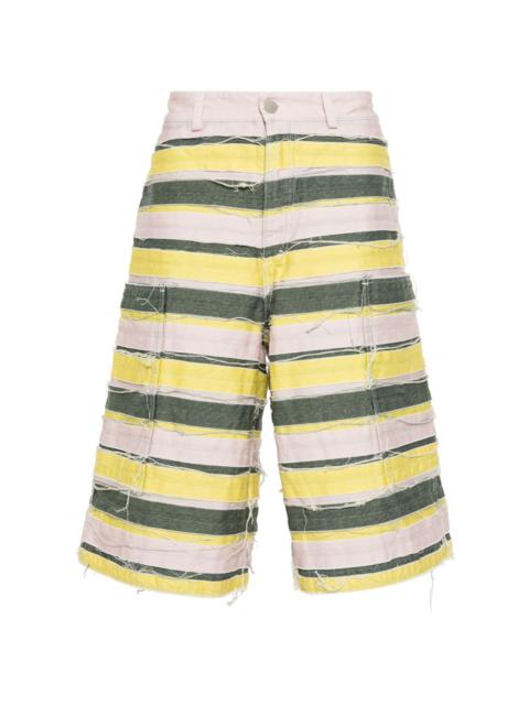 Khrisjoy striped distressed denim shorts