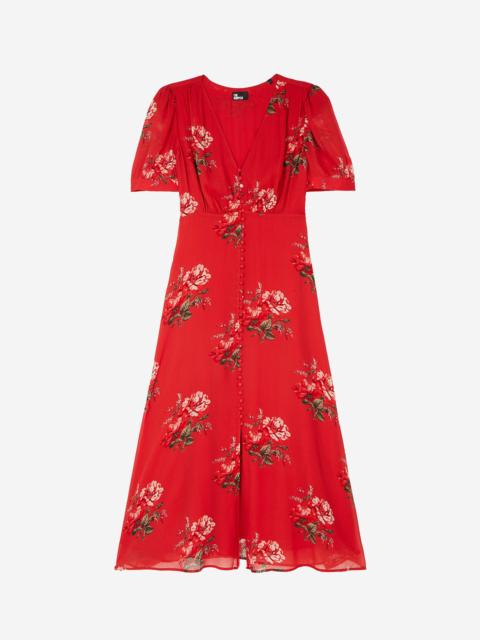 The Kooples RED FLORAL PRINT MAXI DRESS