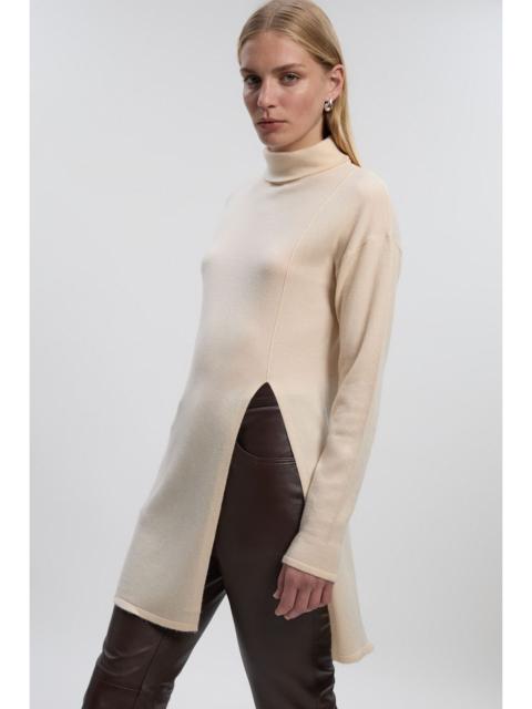 KAREN MILLEN Wool Blend Deep Slip Longline Knit Top