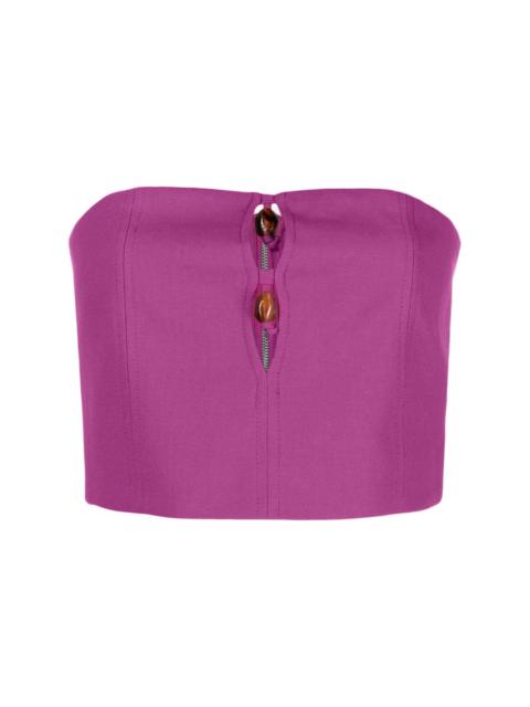GANNI bead-embellished crop top
