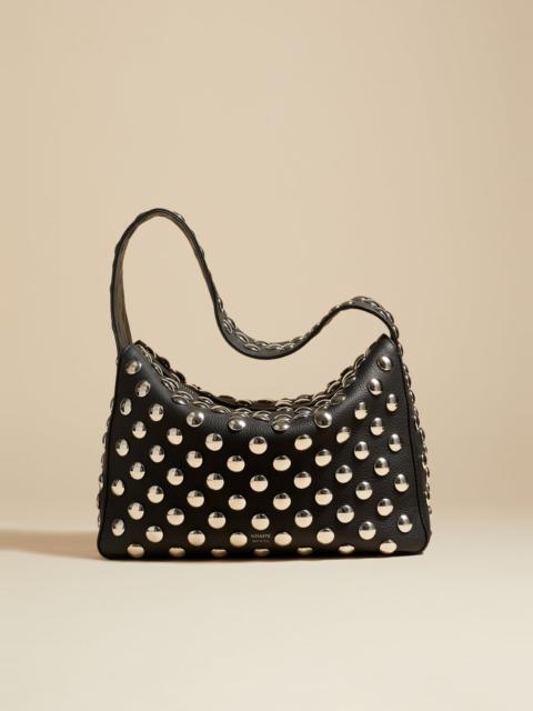 KHAITE The Elena Bag in Black Leather with Studs