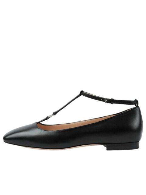 GUCCI (WMNS) Gucci Monogram Leather Ballet Flats 'Black' 723449-BKO00-1000