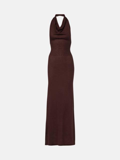 AYA MUSE Reed halterneck maxi dress