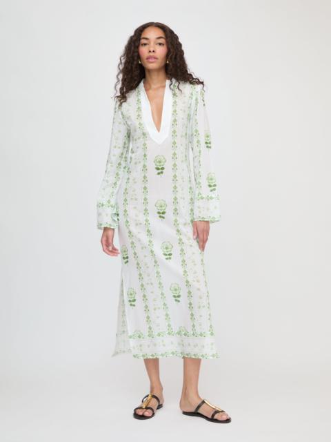 Hill House Home The Sorina Maxi Tunic - White/Green Arcadia Border
