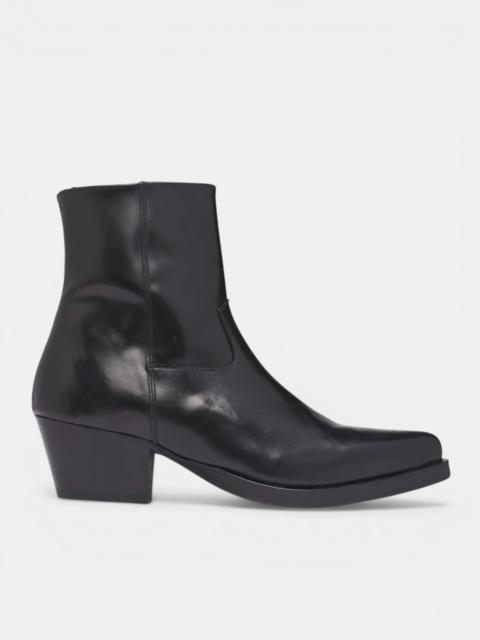 ERNEST W. BAKER Black Leather Western Zip Boots