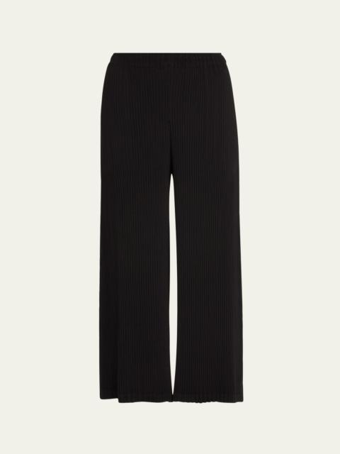 Hatching Pleated Wide Leg Pants