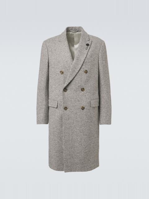 LARDINI Herringbone double-breasted virgin wool coat