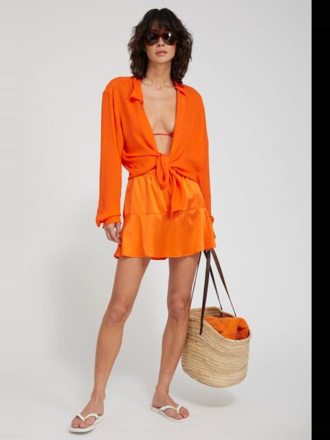 SPRWMN MARY JANE SILK CHARMEUSE MINI SKIRT