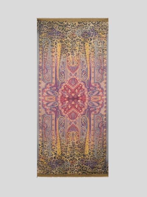 Etro WOOL-BLEND SCARF WITH DEGRADÉ ANIMAL MOTIF