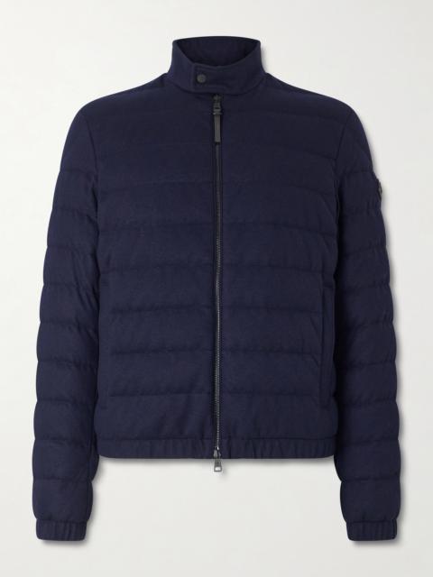 Moncler Luray Slim-Fit Leather-Trimmed Quilted Jersey Down Jacket