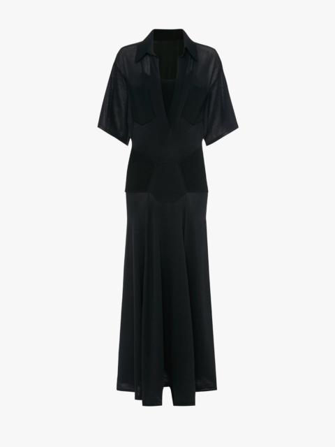 Victoria Beckham Panelled Knit Dress In Black