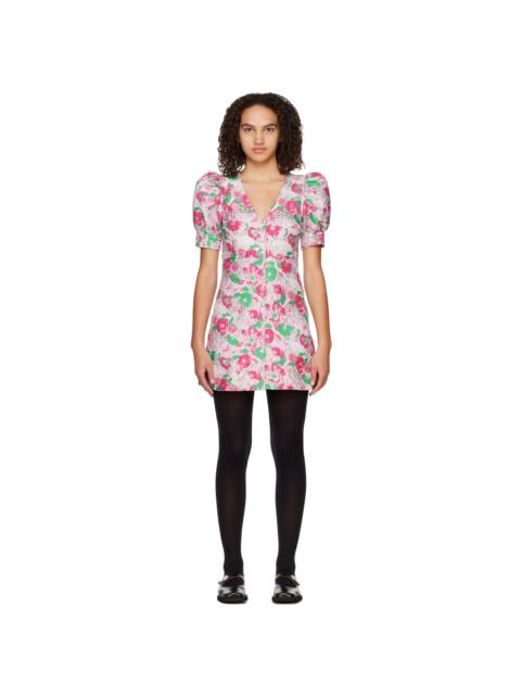 GANNI Silver & Pink Floral Minidress